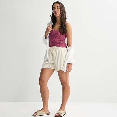 Juniors' SO® High Rise Lace Trim Shorts