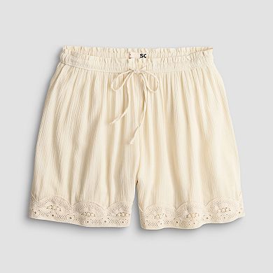 Juniors' SO® High Rise Lace Trim Shorts