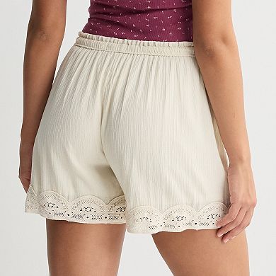 Juniors' SO® High Rise Lace Trim Shorts