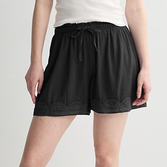 Juniors' SO® High Rise Lace Trim Shorts