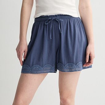 Juniors' SO® High Rise Lace Trim Shorts