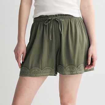 Juniors' SO® High Rise Lace Trim Shorts