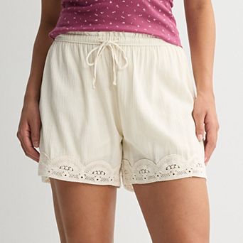 Juniors' SO® High Rise Lace Trim Shorts