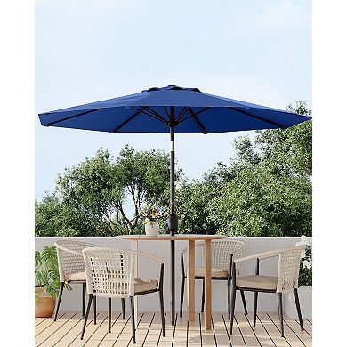 9FT Patio Table Umbrella 8 Sturdy Ribs, Push Button Tilt & Crank, UV Protection Waterproof