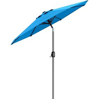 9FT Patio Table Umbrella 8 Sturdy Ribs, Push Button Tilt & Crank, UV Protection Waterproof