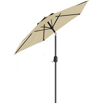 9FT Patio Table Umbrella 8 Sturdy Ribs, Push Button Tilt & Crank, UV Protection Waterproof