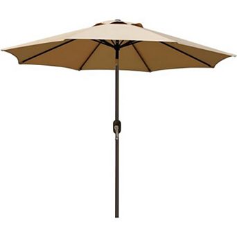 9FT Patio Table Umbrella 8 Sturdy Ribs, Push Button Tilt & Crank, UV Protection Waterproof