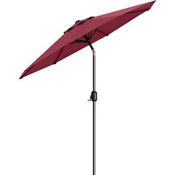 9FT Patio Table Umbrella 8 Sturdy Ribs, Push Button Tilt & Crank, UV Protection Waterproof