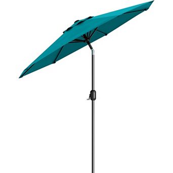 9FT Patio Table Umbrella 8 Sturdy Ribs, Push Button Tilt & Crank, UV Protection Waterproof