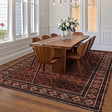 Washable Area Rugs Modern Bordered Floor Cover,Stain Resistant Easy Cleaning Throw Carpet