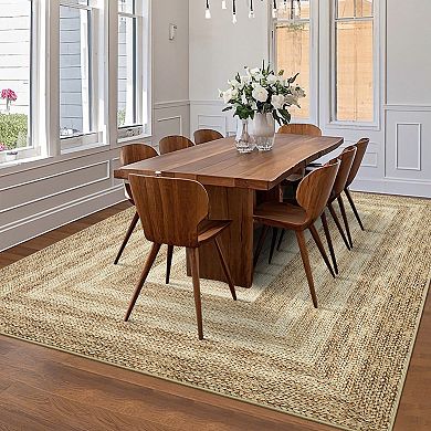 Machine Washable Rugs Braided Printed Non Slip Soft Non Shedding Foldable Indoor Carpet