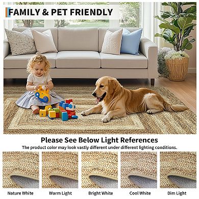 Machine Washable Rugs Braided Printed Non Slip Soft Non Shedding Foldable Indoor Carpet