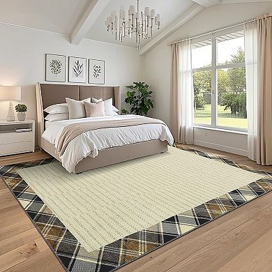 Washable Non-Slip Rug for Living Room,Modern Soft Low Pile Carpet,Thin Contemporary Accent Throw Rug