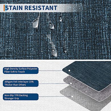 Modern Solid Machine Washable Rugs Minimalist Non Slip Low Pile Stain Resistant Carpet