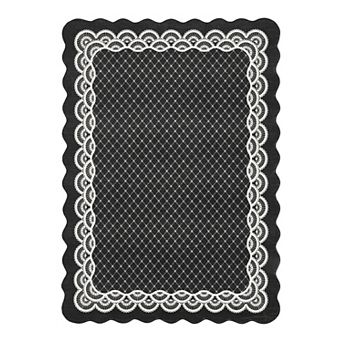 Scalloped Washable Area Rugs Floor Cover,Stain Resistant Easy Cleaning Throw Carpet