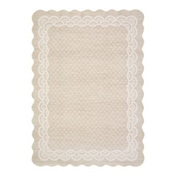 Scalloped Washable Area Rugs Floor Cover,Stain Resistant Easy Cleaning Throw Carpet