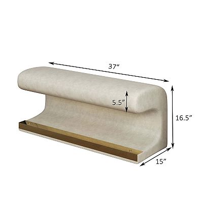 Leather Upholstered Entryway Bench with LED Sensor Light and Metal Legs