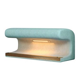 Leather Upholstered Entryway Bench with LED Sensor Light and Metal Legs