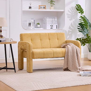 Nordic Modern Compact Double Armchair Upholstered Chenille Sofa for Living Room and Bedroom
