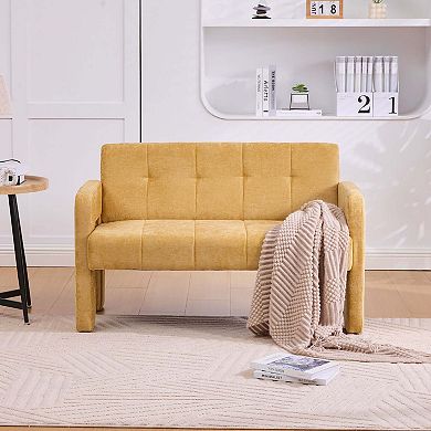Nordic Modern Compact Double Armchair Upholstered Chenille Sofa for Living Room and Bedroom