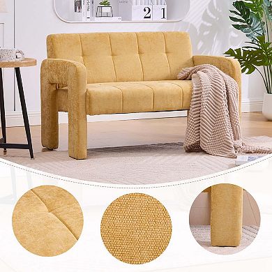 Nordic Modern Compact Double Armchair Upholstered Chenille Sofa for Living Room and Bedroom