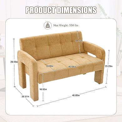 Nordic Modern Compact Double Armchair Upholstered Chenille Sofa for Living Room and Bedroom