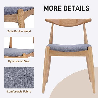 Set of 2 Rubberwood Dining Chairs with Ergonomic Backrest and Cushioned Seat