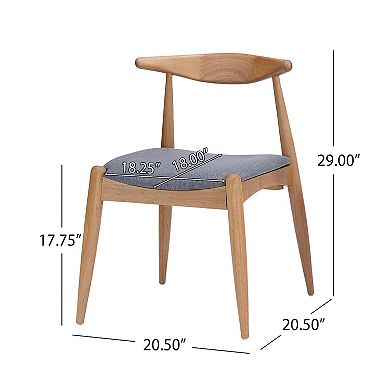 Set of 2 Rubberwood Dining Chairs with Ergonomic Backrest and Cushioned Seat