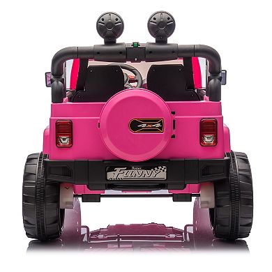 Whisen 24V Ride On Electric Car, Parents Control, 2WD, Trunk Storage, Searchlight, Bluetooth, USB