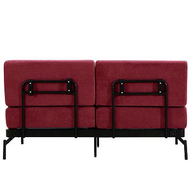 Whisen Chenille Modern Loveseat Sofa with Flexible USB Ports, Unique Cylindrical Armrests