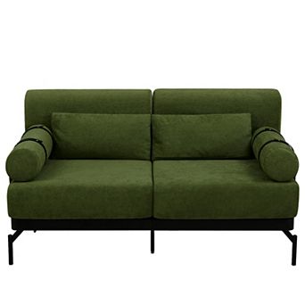 Whisen Chenille Modern Loveseat Sofa with Flexible USB Ports, Unique Cylindrical Armrests