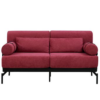 Whisen Chenille Modern Loveseat Sofa with Flexible USB Ports, Unique Cylindrical Armrests