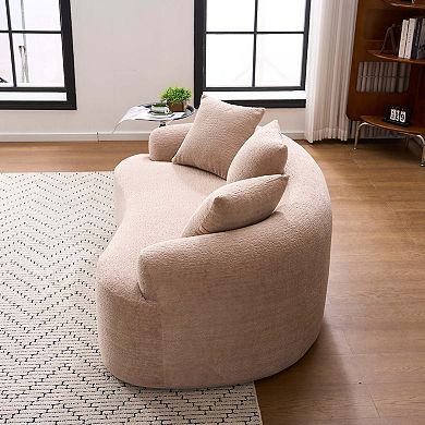 Curved Compact Loveseat with Chenille Fabric and Compression Foam 65 Inch