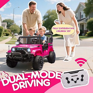 Whisen 2-Seater Kids Electric Ride On Car with LED Headlights, USB/MP3 Charging, Bluetooth