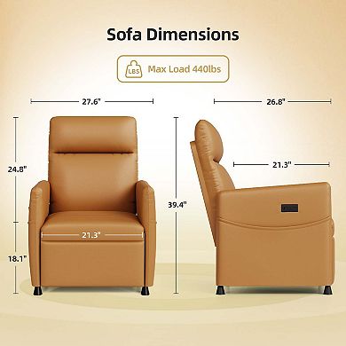 Brown Power Lift Recliner Chair with Footrest and Padded Seat for Living Room
