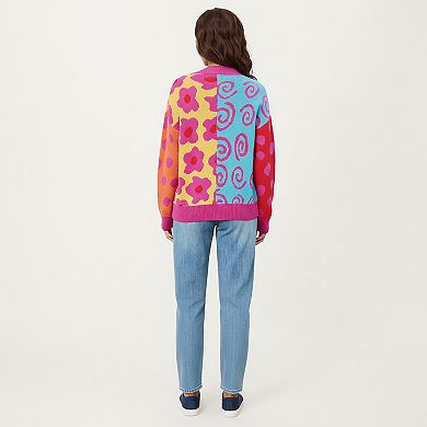 Women's Multi Pattern Open Front Cardigan with Long Sleeves and Comfortable Relaxed Layering Fit