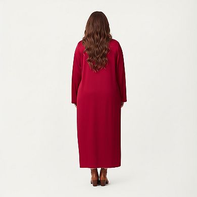 Women's Plus Size Long Robe Set with Soft Draped Silhouette and Smooth Flowing Fabric