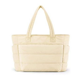 Women's Quilted Puffer Tote Bag with Soft Padded Panels and Spacious Interior Storage