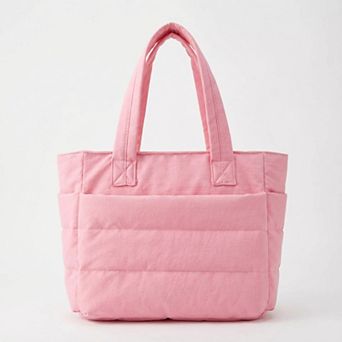 Women's Quilted Puffer Tote Bag with Luggage Strap Water-Resistant Padded Panels and Smooth Zipper