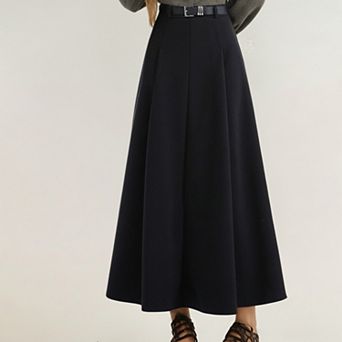 Women's High Waist Full A-Line Maxi Skirt with Structured Seam Panels and Smooth Flowing Silhouette