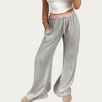 Women's Wide Leg Lounge Pants with Soft Stretch Fabric and Adjustable Drawstring Fit