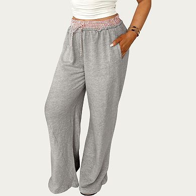 Women's Wide Leg Lounge Pants with Soft Stretch Fabric and Adjustable Drawstring Fit