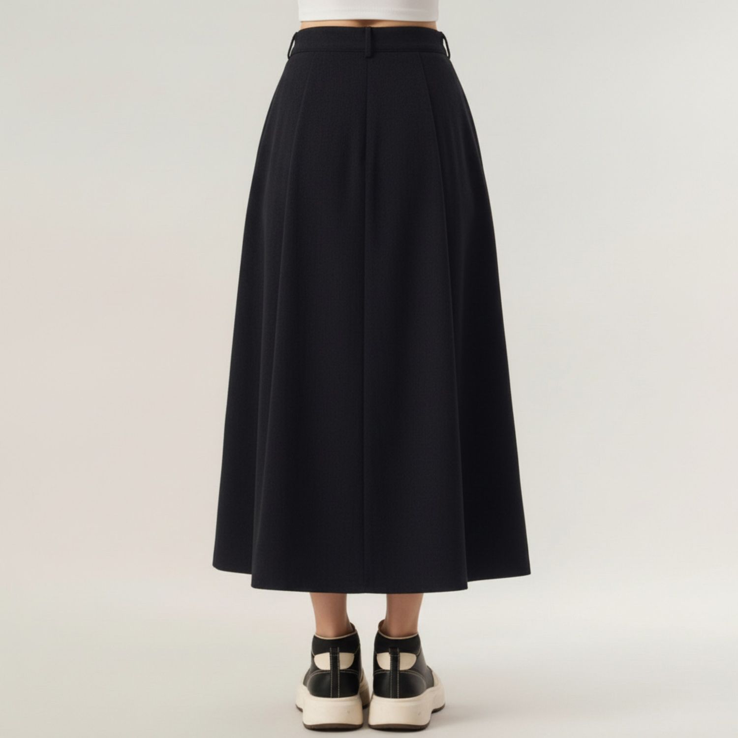 Women's High Waist Pleated A-Line Maxi Skirt with Structured