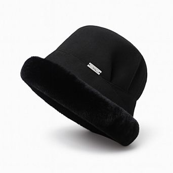 Women's Plush Trim Bucket Hat Soft Foldable Design