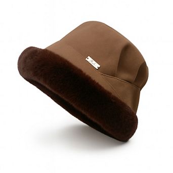 Women's Plush Trim Bucket Hat Soft Foldable Design