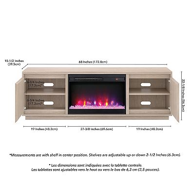 Finley & Sloane Presque Rectangular TV Stand with Crystal Fireplace