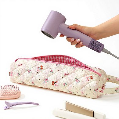 Women's Quilted Travel Toiletry Bag with Soft Padded Design Spacious Interior Smooth Zipper