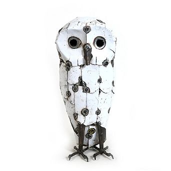 Snowy White Owls - Recycled Metal