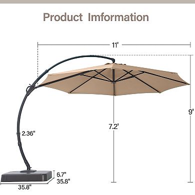 Outdoor 10FT Offset Hanging Patio Umbrella with Rotating Base for Pool Garden Deck and Backyard
