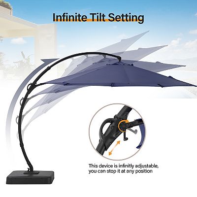 Outdoor 10FT Offset Hanging Patio Umbrella with Rotating Base for Pool  Garden Deck and Backyard